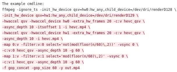 Intel FFmpeg multi-GPU example