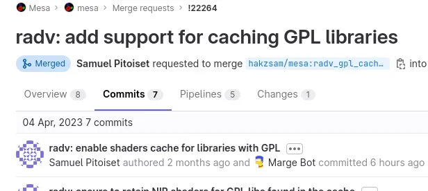 RADV GPL libraries caching MR