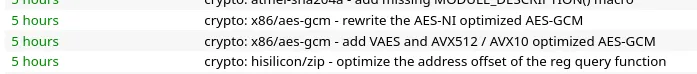 AES-GCM AVX-512 and VAES implementation queued