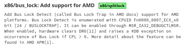 AMD Bus Lock Trap Linux code queued