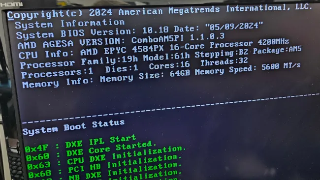 AMD EPYC 5484PX on ASRock Rack AM5 motherboard