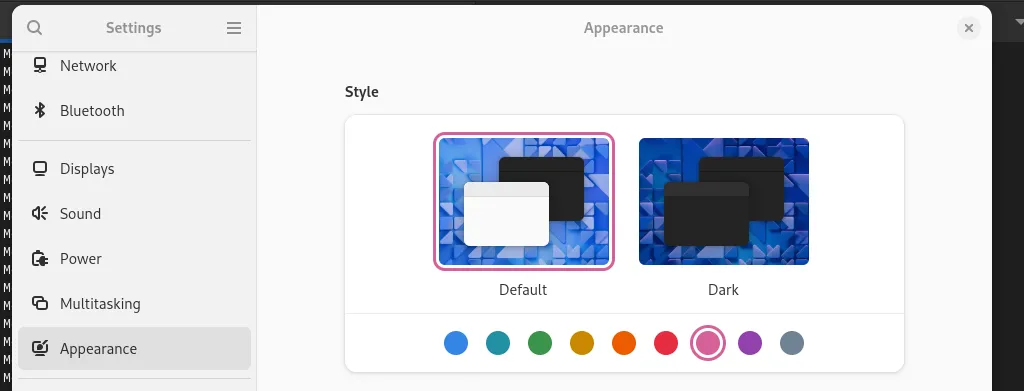 GNOME accent color settings