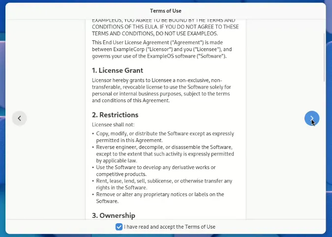 GNOME Setup EULA