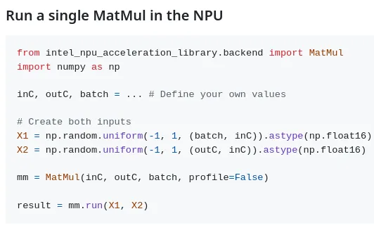 Intel NPU Library v1.2 Adds Int4 Support & Performance Optimizations