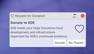 KDE Desktop Will Remind You Yearly For Donations, Other Changes For Plasma 6.2