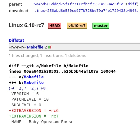Linux 6.10-rc7 Git tag