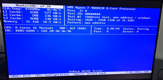 Memtest86+ 7.20 on AMD Zen 5