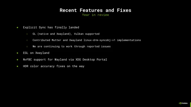NVIDIA Wayland recent features
