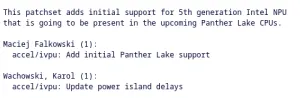 Linux 6.13 To Introduce Intel 5th Gen NPU Support For Panther Lake