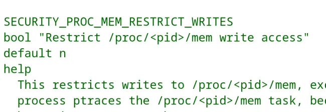 SECURITY_PROC_MEM_RESTRICT_WRITES