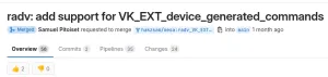 RADV Vulkan Driver Merges Device Generated Commands Support