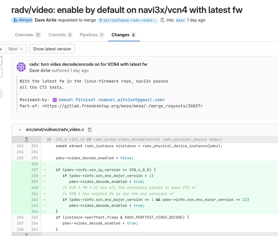 RADV Enables Vulkan Video By Default For RDNA3 / VCN4 GPUs