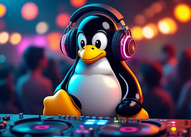 Tux at a disco