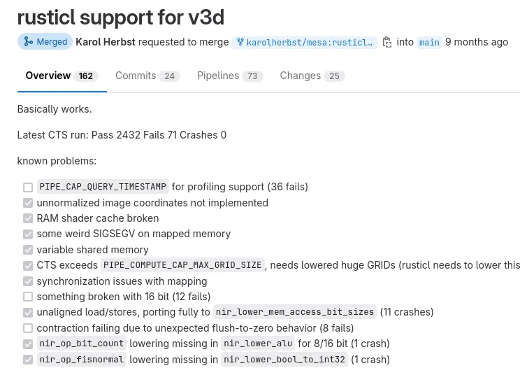 V3D Rusticl merged to Mesa