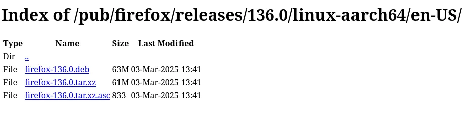 Firefox AArch64 Linux packages