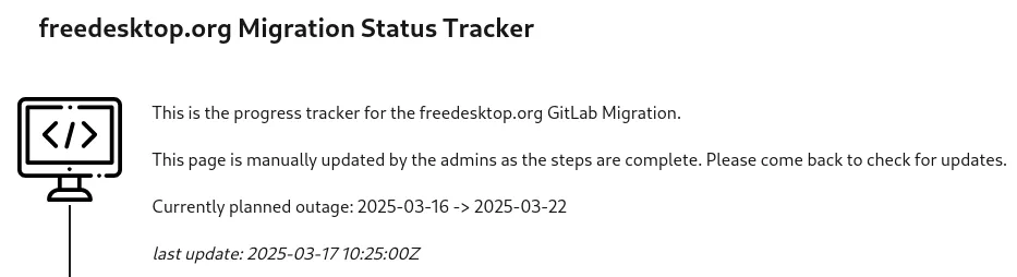 FreeDesktop.org migration tracker