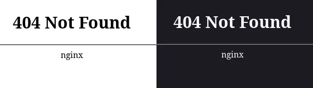 Nginx 404 dark mode comparison