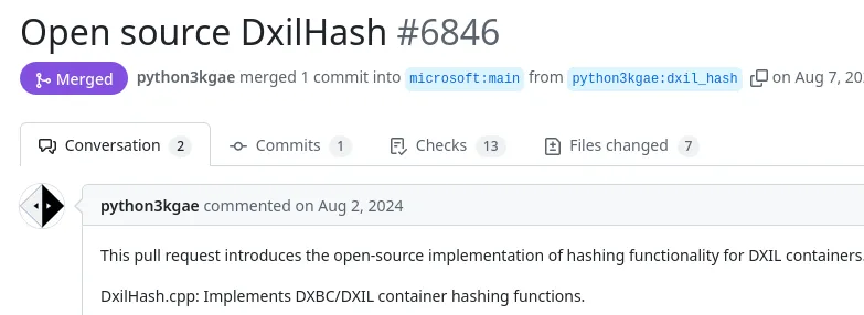 Open-source DXIL hash