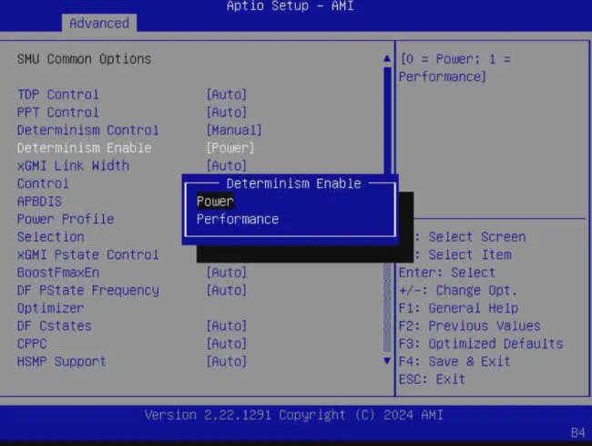 AMD EPYC determinism mode BIOS option