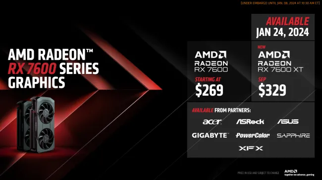 AMD Announces The Radeon RX 7600 XT For 1080p~1440p Gaming At $329 -  Phoronix