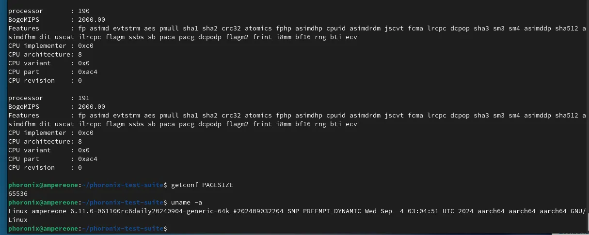 AmpereOne Performance On Linux 6.11 Kernel, 4K vs. 64K Page Size Comparison