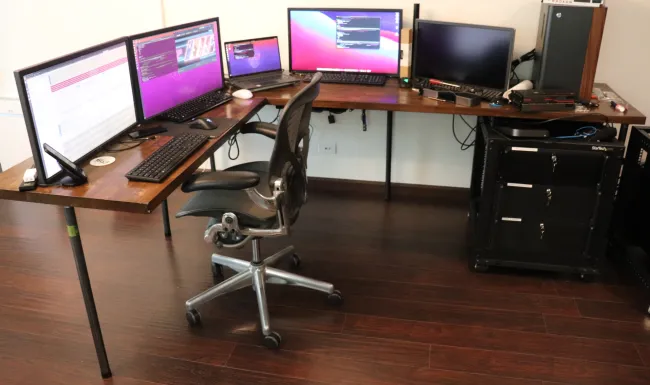 Building A Large L Shaped Desk For Accommodating Plenty Of Computers Phoronix