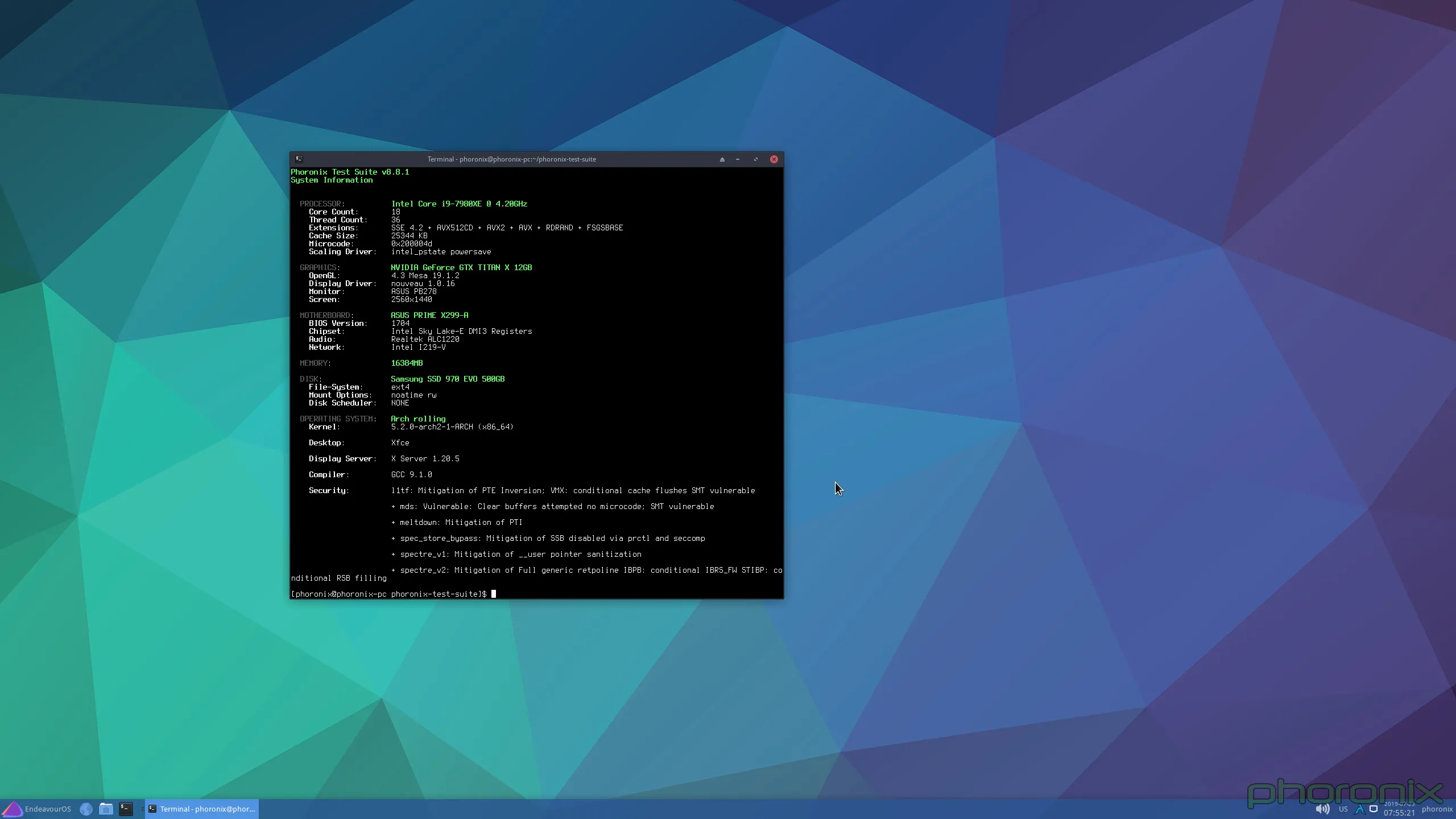 [Phoronix] Initial Benchmarks Of Endeavour OS - The New Linux Distro ...