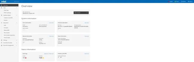 Intel AvenueCity OpenBMC web interface