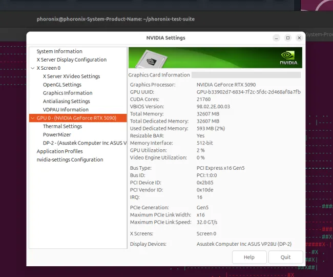 Linux 上の NVIDIA GeForce RTX 5090