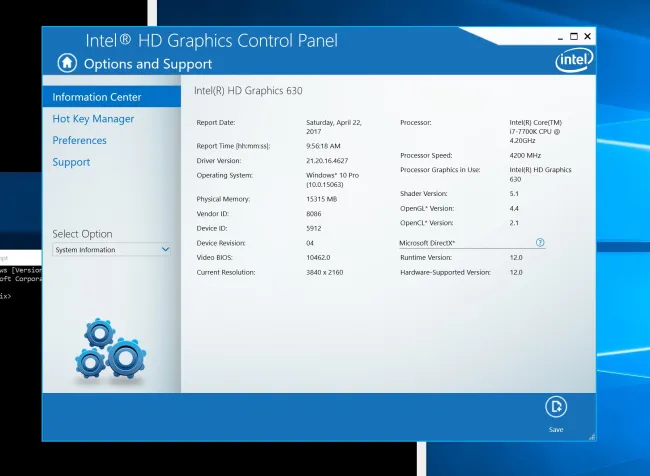 Intel HD Graphics 630 Windows 10 Creators vs. Ubuntu 17.04 vs