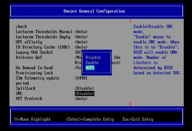 Intel SNC BIOS option